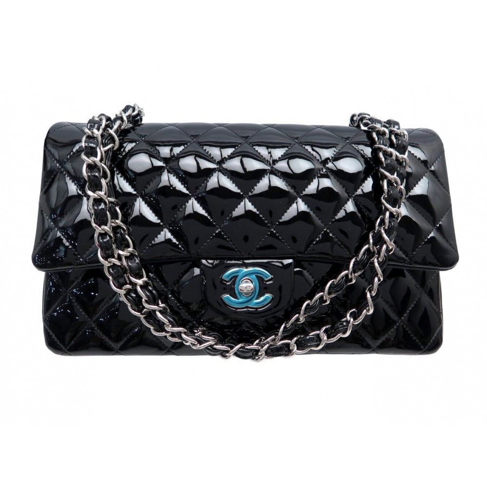 NEUF SAC A MAIN CHANEL TIMELESS CLASSIQUE MEDIUM 11.12 CUIR VERNIS NOIR 10300€