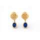 VINTAGE BOUCLES D'OREILLES CHANEL PENDANTE COCO PORTRAIT PIERRES BLEUES EARRINGS