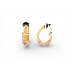 VINTAGE BOUCLES D'OREILLES YVES SAINT LAURENT CREOLES SEGA BAMBOU DORE EARRINGS