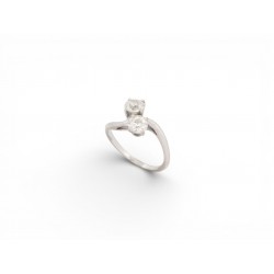 BAGUE SERTIE TOI & MOI 2 DIAMANTS 0.95CT T53 EN OR BLANC 18K 3G WHITE GOLD RING