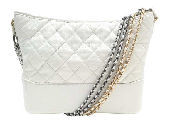 sac a main chanel gabrielle gm cuir matelasse blanc