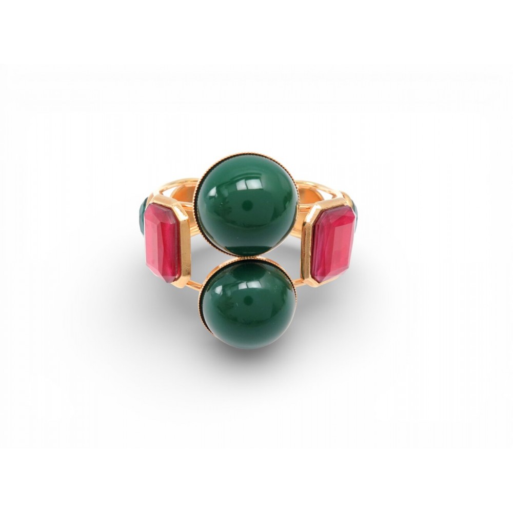 NEUF BRACELET PHILIPPE FERRANDIS MANCHETTE CABOCHONS 18CM METAL DORE BANGLE 420€