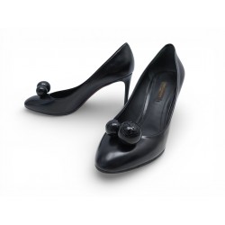 CHAUSSURES LOUIS VUITTON BETTY 37 ESCARPINS CUIR NOIR BLACK LEATHER SHOES 990€