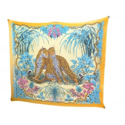 FOULARD HERMES PAREO JUNGLE LOVE ROBERT DALLET EN COTON ORANGE COTTON SCARF 620€