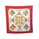 FOULARD HERMES LES TAMBOURS JOACHIM METZ CARRE EN SOIE ROUGE SILK SCARF 345€