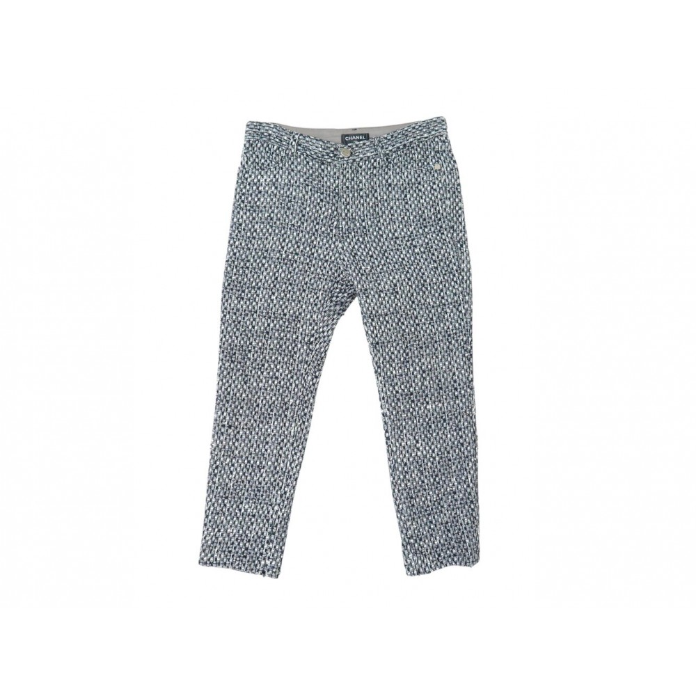 NEUF PANTALON CHANEL EN TWEED DE FILS METALLISES P50278V37209 40 M PANTS 6100€