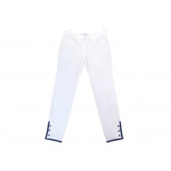 PANTALON CHANEL EN COTON STRASS BIJOUX ET CRISTAUX P50755V37532 BLANC M 40 3950€