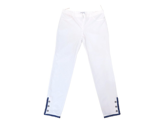 pantalon chanel en coton strass bijoux et cristaux