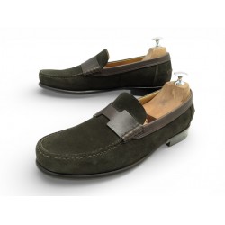 CHAUSSURES HERMES MOCASSINS KENNEDY 42.5 H EN DAIM MARRON LOAFERS SHOES 1020€