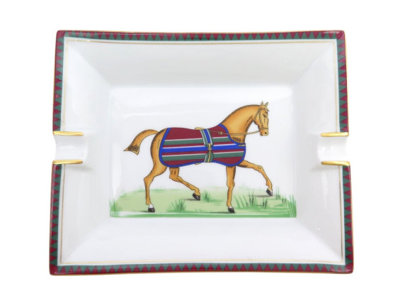 rare cendrier hermes vide poche cheval en porcelaine