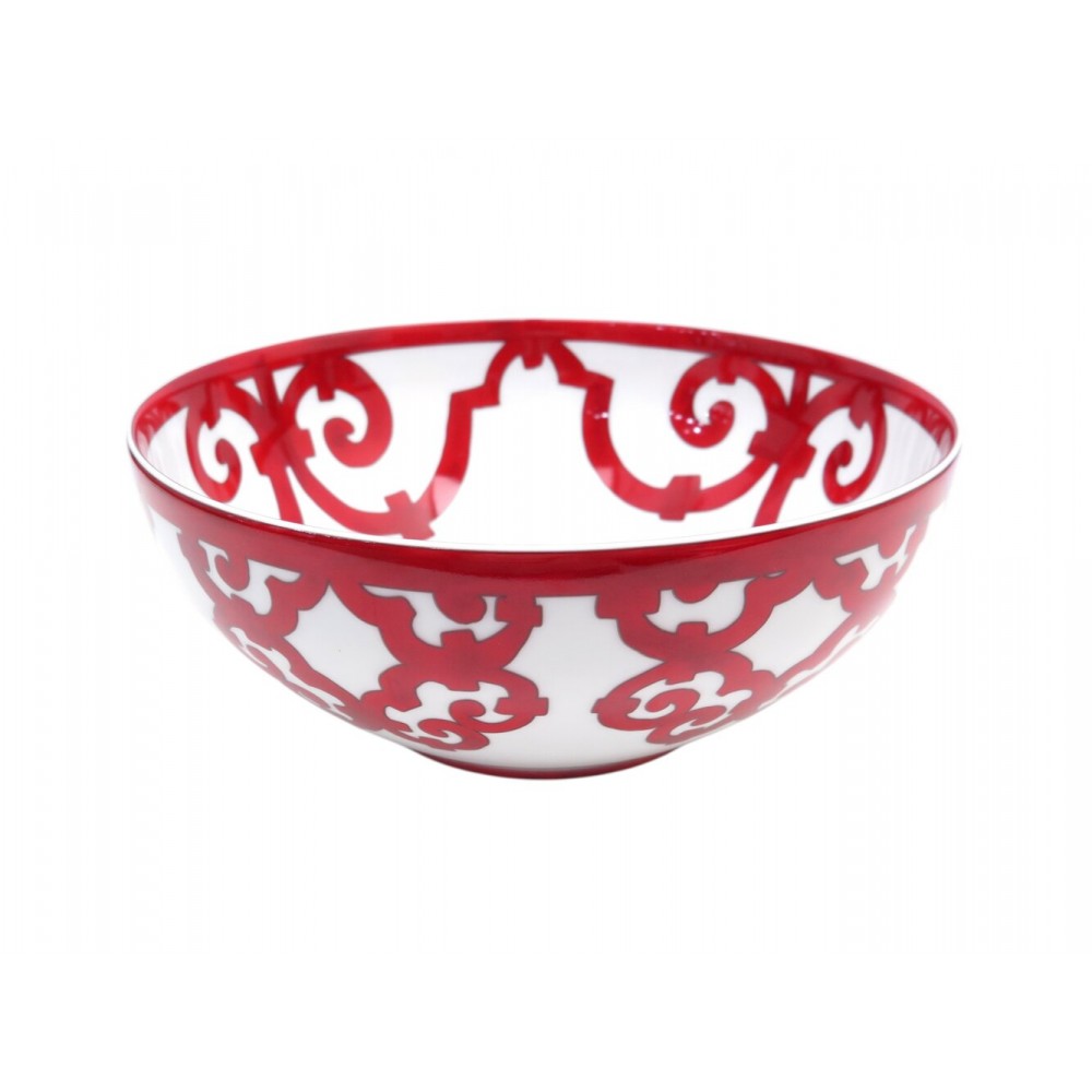 NEUF SALADIER HERMES BALCON DU GUADALQUIVIR P011128P PORCELAINE ROUGE BOWL 635€