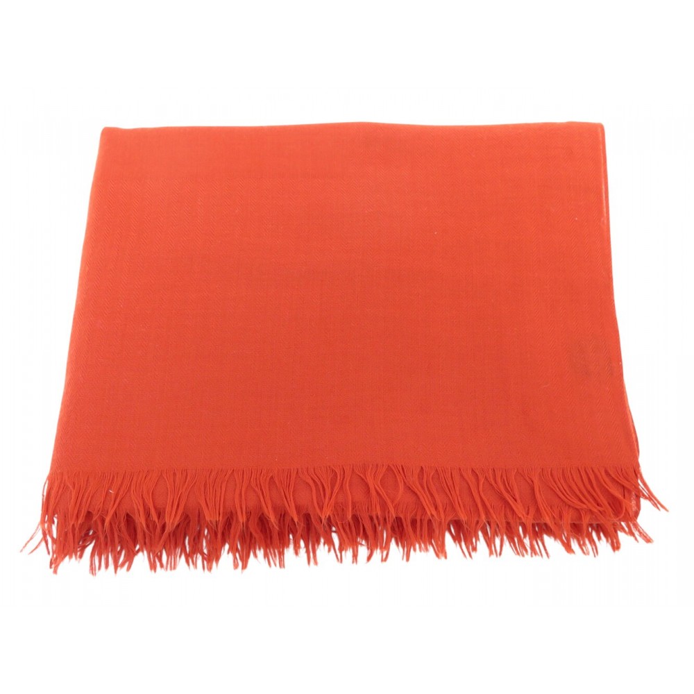 ETOLE HERMES MOTIF H EN CACHEMIRE ET LAINE ROUGE BRIQUE 210X140CM SHAWL 2200€