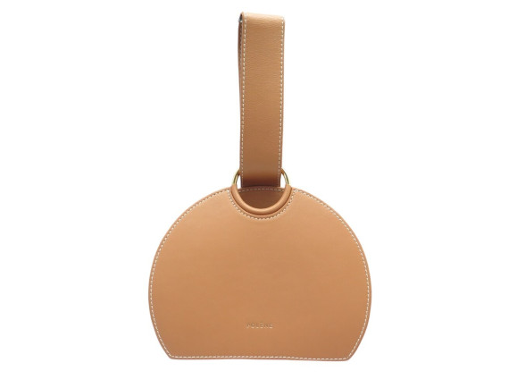 sac a main polene numero six nano en cuir camel