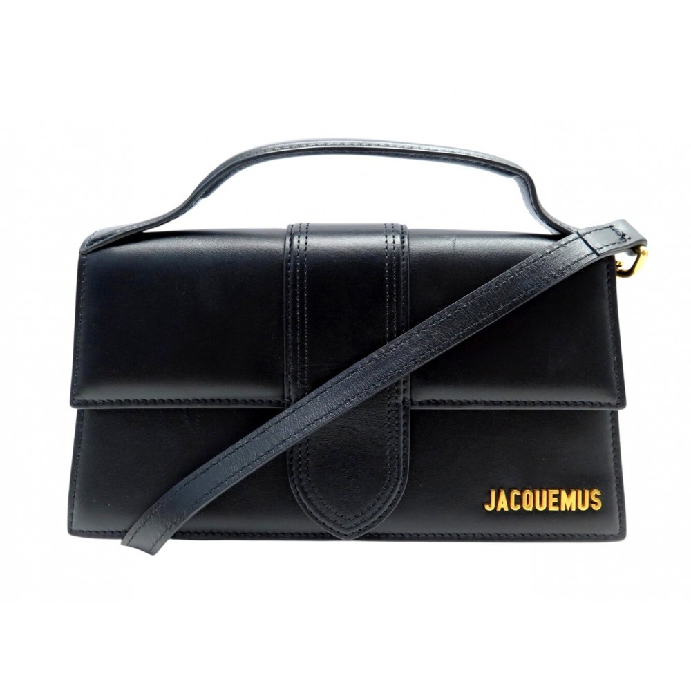 SAC A MAIN JACQUEMUS LE GRAND BAMBINO 213BA007 EN CUIR NOIR HAND BAG PURSE 820€