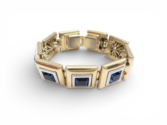  bracelet yves saint laurent metal dore pierres