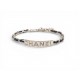 BRACELET CHANEL GOURMETTE CHAINE ENTRLEACEE LOGO STRASS METAL CUIR BANGLE 1300€