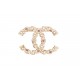 NEUF BROCHE CHANEL LOGO CC PERLES STRASS METAL TORSADE DORE + BOITE BROOCH 650€
