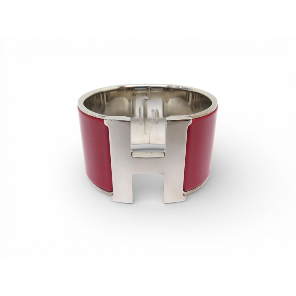 NEUF BRACELET HERMES CLIC H XL T16 EN EMAIL ROUGE + POCHON RED ENAMEL NEW 850€