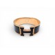 BRACELET HERMES CLIC CLAC H H300001F01 T 16 EMAIL NOIR ET METAL DORE BANGLE 755€