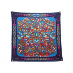 NEUF FOULARD HERMES FOLKLORE ORIGNY CARRE 90 CACHEMIRE SOIE CASHMERE SCARF 895€