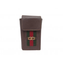 VINTAGE ETUI A CIGARETTES GUCCI GG BANDE WEB EN CUIR GRAINE & TOILE CIGARET CASE