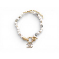 NEUF COLLIER CHANEL RAS DU COU DRAGON POISSON LOGO CC STRASS PERLES CHOKER 1500€