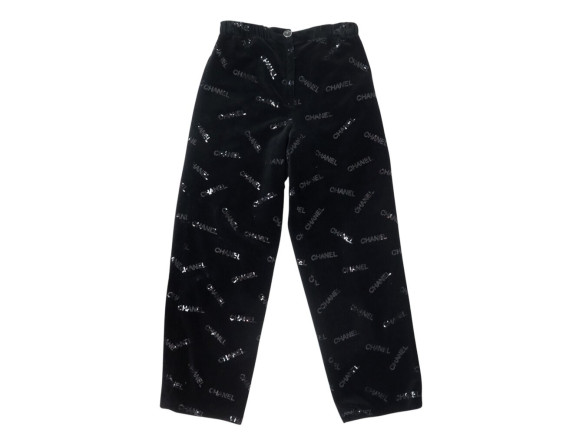 rare pantalon chanel logo en sequins p50622v37590 m 38