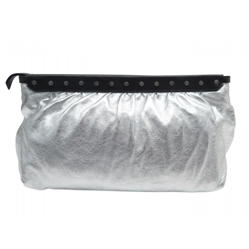 NEUF POCHETTE ISABEL MARANT LUZEL EN CUIR ARGENTE CLOUS NEW LEATHER POUCH 620€