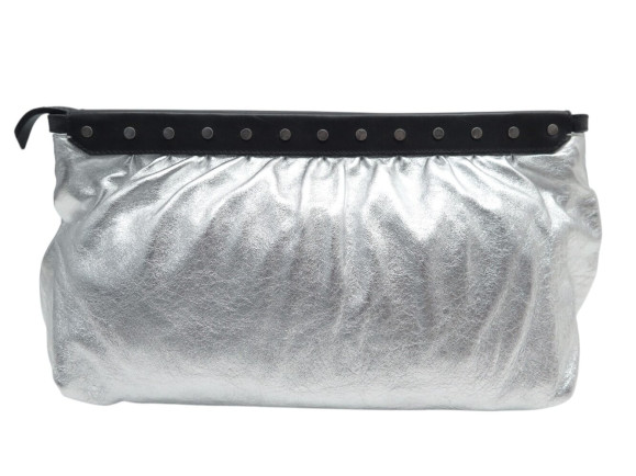  pochette isabel marant luzel en cuir argente