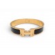 BRACELET HERMES CLIC HH H700001FV01 T 17 EN EMAIL NOIR METAL DORE BANGLE 690€