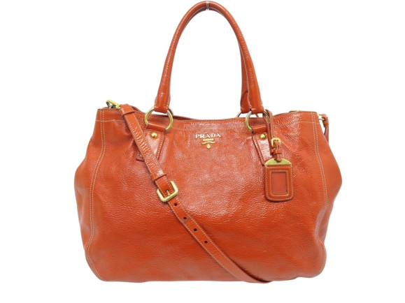 sac a main prada grand cabas cuir vernis orange