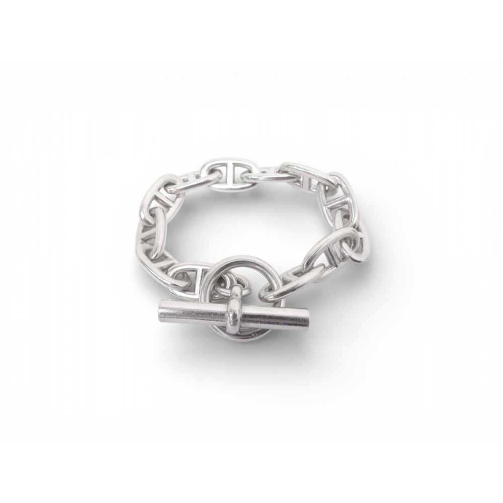 BRACELET HERMES CHAINE D'ANCRE GM H101672B 12 MAILLONS ARGENT 925 BANGLE 1550€