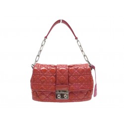 SAC A MAIN CHRISTIAN MISS DIOR M M9802 EN CUIR CANNAGE VERNIS ROUGE PURSE 3500€