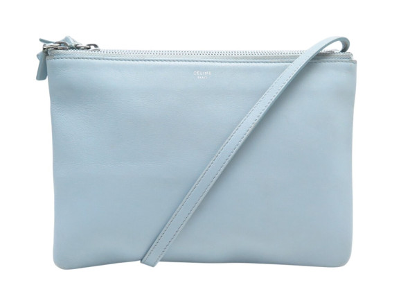 sac a main celine pochette trio pm en cuir bleu ciel
