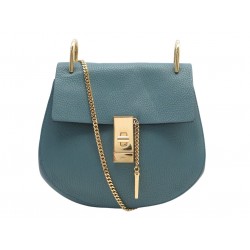 SAC A MAIN CHLOE DREW SMALL EN CUIR GRAINE BLEU BANDOULIERE BLUE HAND BAG 1350€