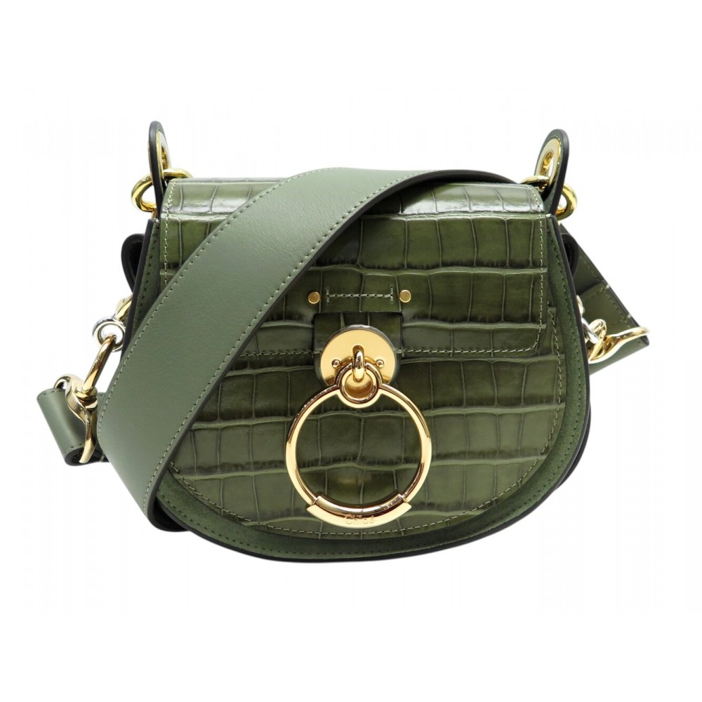 NEUF SAC A MAIN CHLOE TESS PM EN CUIR FACON CROCO KAKI BANDOULIERE HANDBAG 2000€