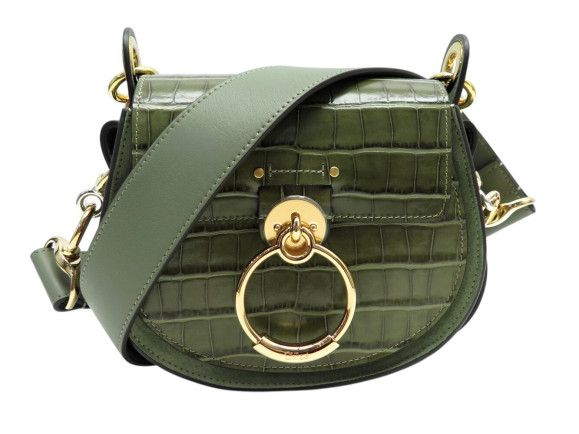 sac a main chloe tess pm en cuir facon croco kaki