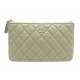 NEUF TROUSSE CHANEL POCHETTE CLASSIQUE CUIR MATELASSE VERT LEATHER POUCH 980€