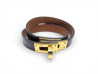 bracelet hermes kelly double tour t3 16cm en cuir noir