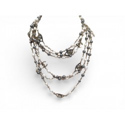 NEUF COLLIER CHANEL SAUTOIR PERLES LOGO CC OEIL 98CM METAL DORE NECKLACE 2300€