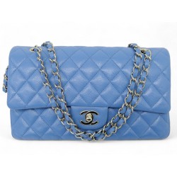 NEUF SAC A MAIN CHANEL TIMELESS CLASSIQUE MEDIUM A01112 CUIR CAVIAR BLEU 10300€