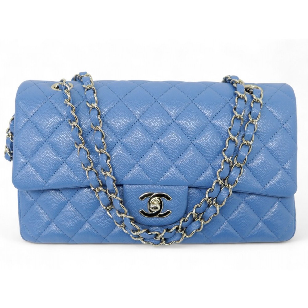 NEUF SAC A MAIN CHANEL TIMELESS CLASSIQUE MEDIUM A01112 CUIR CAVIAR BLEU 10300€