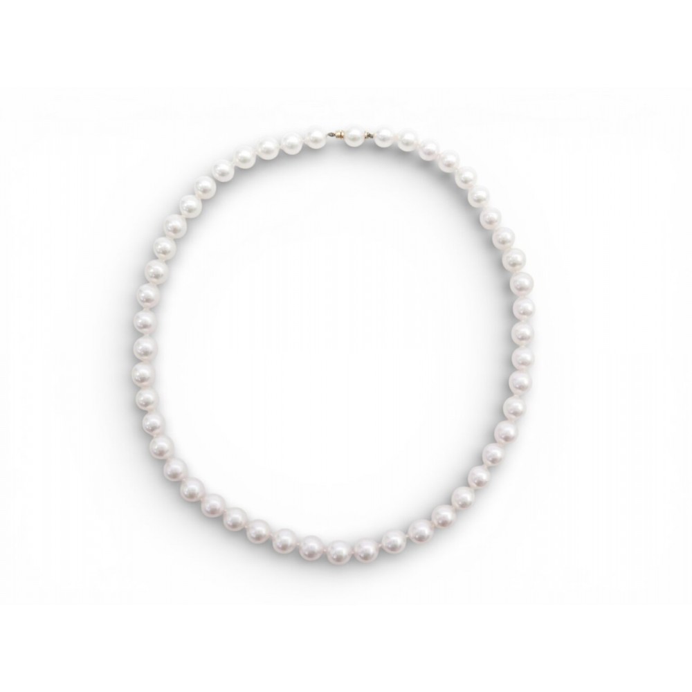 VINTAGE COLLIER EN PERLES DE CULTURE 8MM VAN HOYE FERMOIR PEARLS NECKLACE 1500€