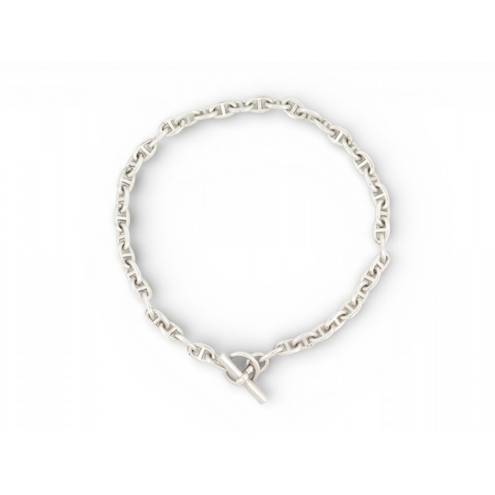 COLLIER HERMES SAUTOIR CHAINE D'ANCRE 43 MAILLONS EN ARGENT 72GR LONG NECKLACE
