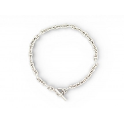 COLLIER HERMES SAUTOIR CHAINE D'ANCRE 43 MAILLONS EN ARGENT 72GR LONG NECKLACE