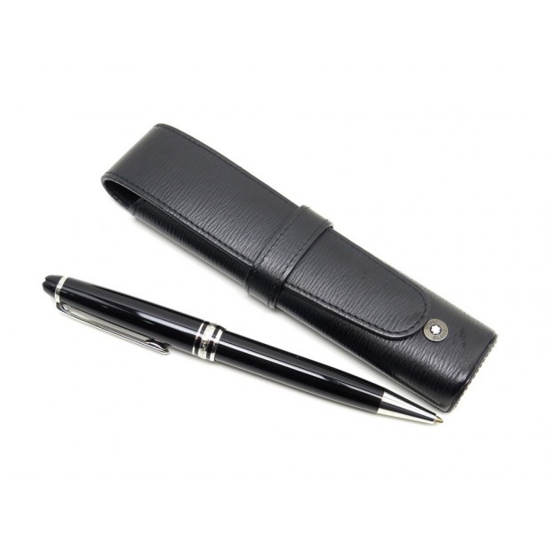 STYLO BILLE MONTBLANC CLASSIQUE PLATINUM + ETUI 9577 CUIR NOIR 