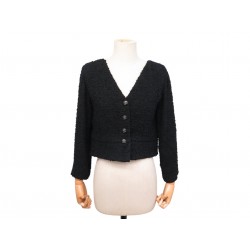 NEUF VESTE CHANEL P70012V61266 BOUTONS LOGO CC 38 M NOIR BLACK WOOL JACKET 6300€