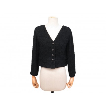 NEUF VESTE CHANEL P70012V61266 BOUTONS LOGO CC 38 M NOIR BLACK WOOL JACKET 6300€