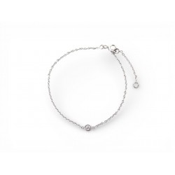 NEUF BRACELET SERTI DIAMANT SOLITAIRE CHAINE 17 CM EN OR BLANC 18K 1.3 GR GOLD