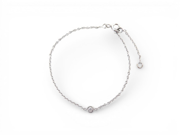  bracelet serti diamant solitaire chaine 17 cm en
